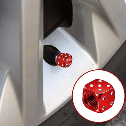 Aluminum Dice Tire Valve Caps Dustproof Car Truck Motocycle Bike Dice Wheel Stem Tyre Tire Wheel Stem Air Valve Dust Cap Cover Beauty World Shop