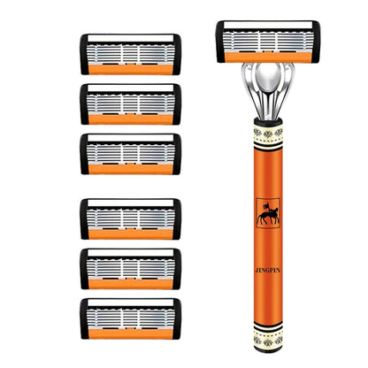 6-Layers Safety Razor Set High Quality Men Razor Sharp Stainless Steel Shaving Changeable Shaver Head Blade ﻿ Beauty World Shop
