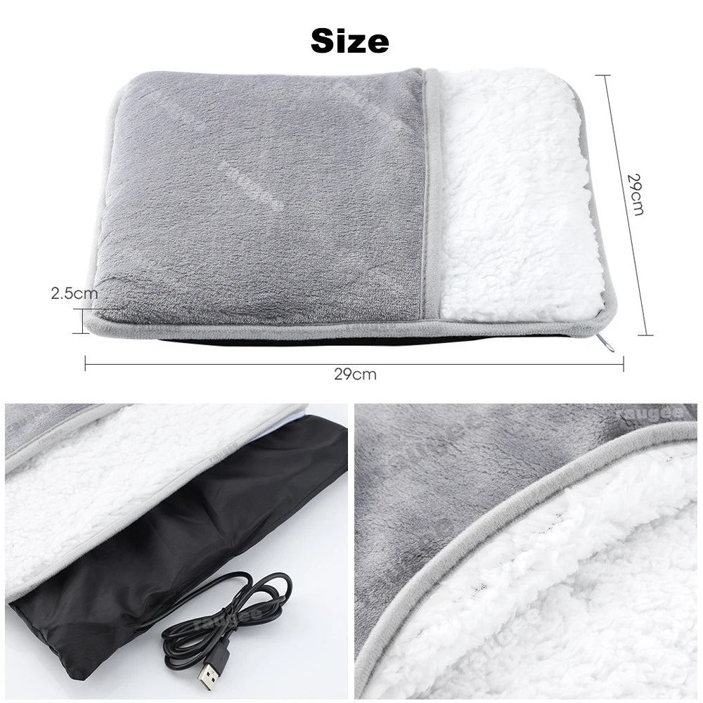 Foot Warmer USB Foot Heater Thermal Foot Heating Pad Soft Plush Warm Foot Cover Electric Heating Feet Warmer for Home Bedroom Beauty World Shop