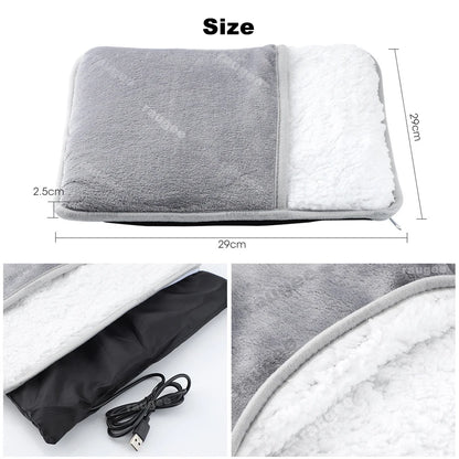 Foot Warmer USB Foot Heater Thermal Foot Heating Pad Soft Plush Warm Foot Cover Electric Heating Feet Warmer for Home Bedroom Beauty World Shop