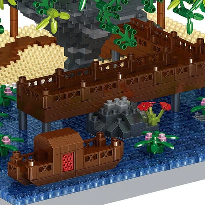 MOC Peach Blossom Pool Cherry Tree House Building Block Chinese Architecture DIY Bricks Cherry Blossom Toy for Kids Adult Gift Beauty World Shop