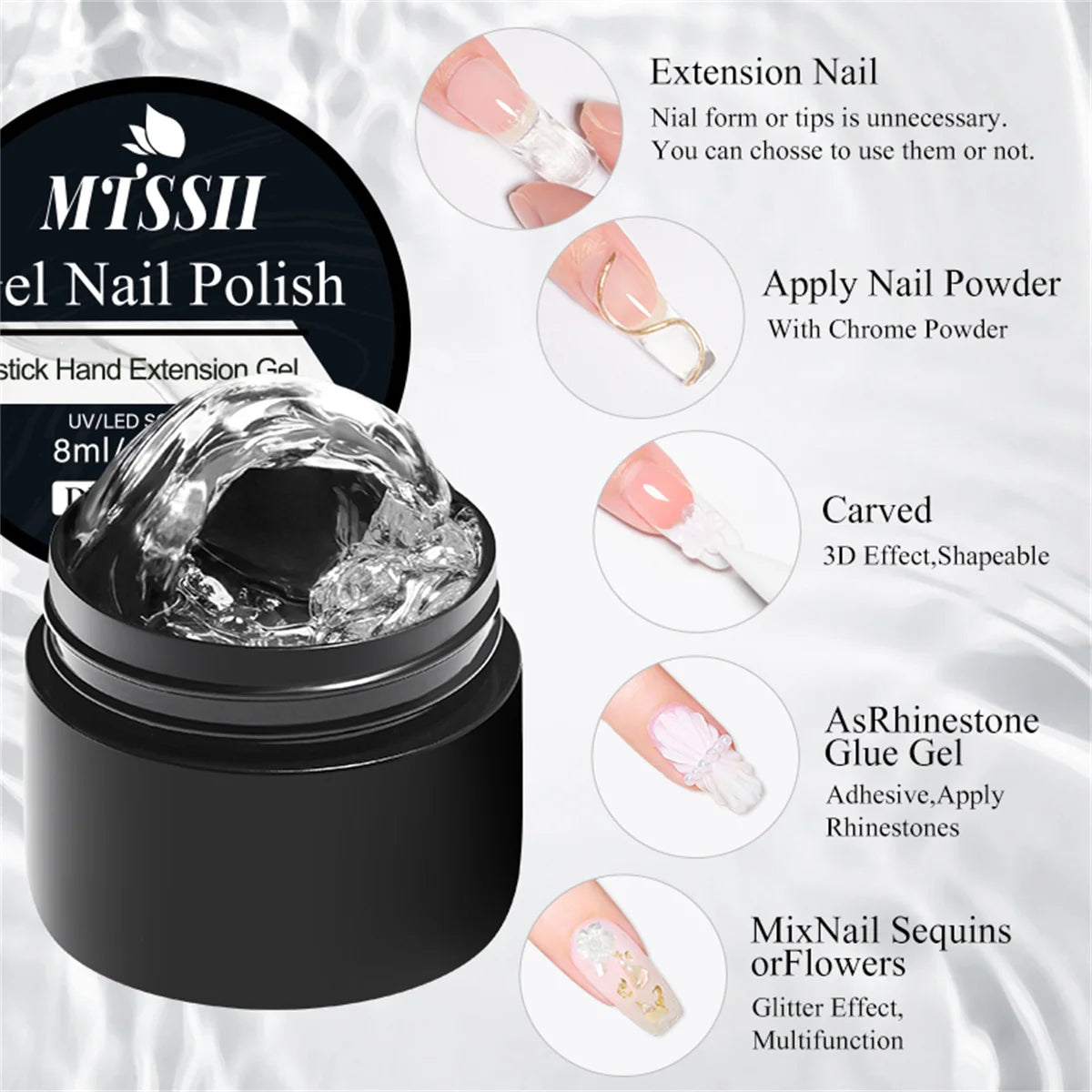 2/3pcs Clear Non-Stick Hand Extension Gel Nail Polish Set 3D Shaping/Sculpting/Carving UV/LED Gel Jelly Hard Gel Manicure DIY Beauty World Shop