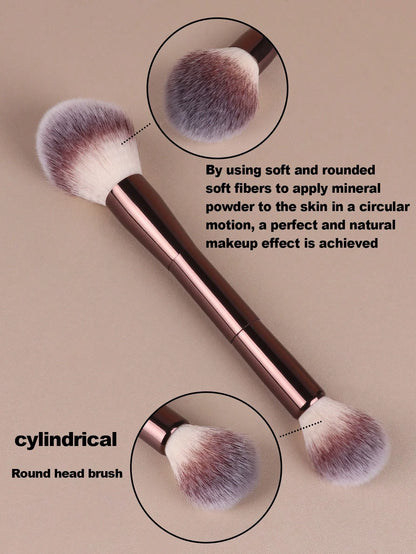 7pcs Professional Makeup Brush Set, Includes: 4pcs Dual-Ended Face Brushes, 1pc Angled Brush, 1pc Short Handle Foundation Brush, Beauty World Shop