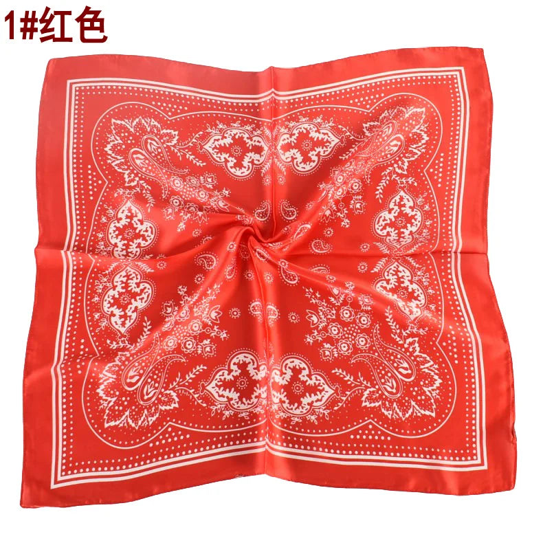 68cm Paisley Small Cashew Flower Scarf for Women Spring and Summer Thin Satin Square Scarf Retro Versatile Headscarf Shawl Beauty World Shop
