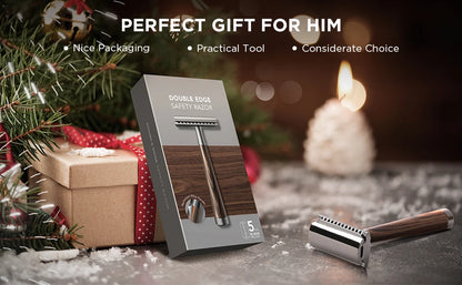 Double Edge Safety Razor, Zinc Alloy Handle Razor with 5 Swiss Stainless Steel Blades, Heavy Duty Eco-Friendly Razor f Beauty World Shop