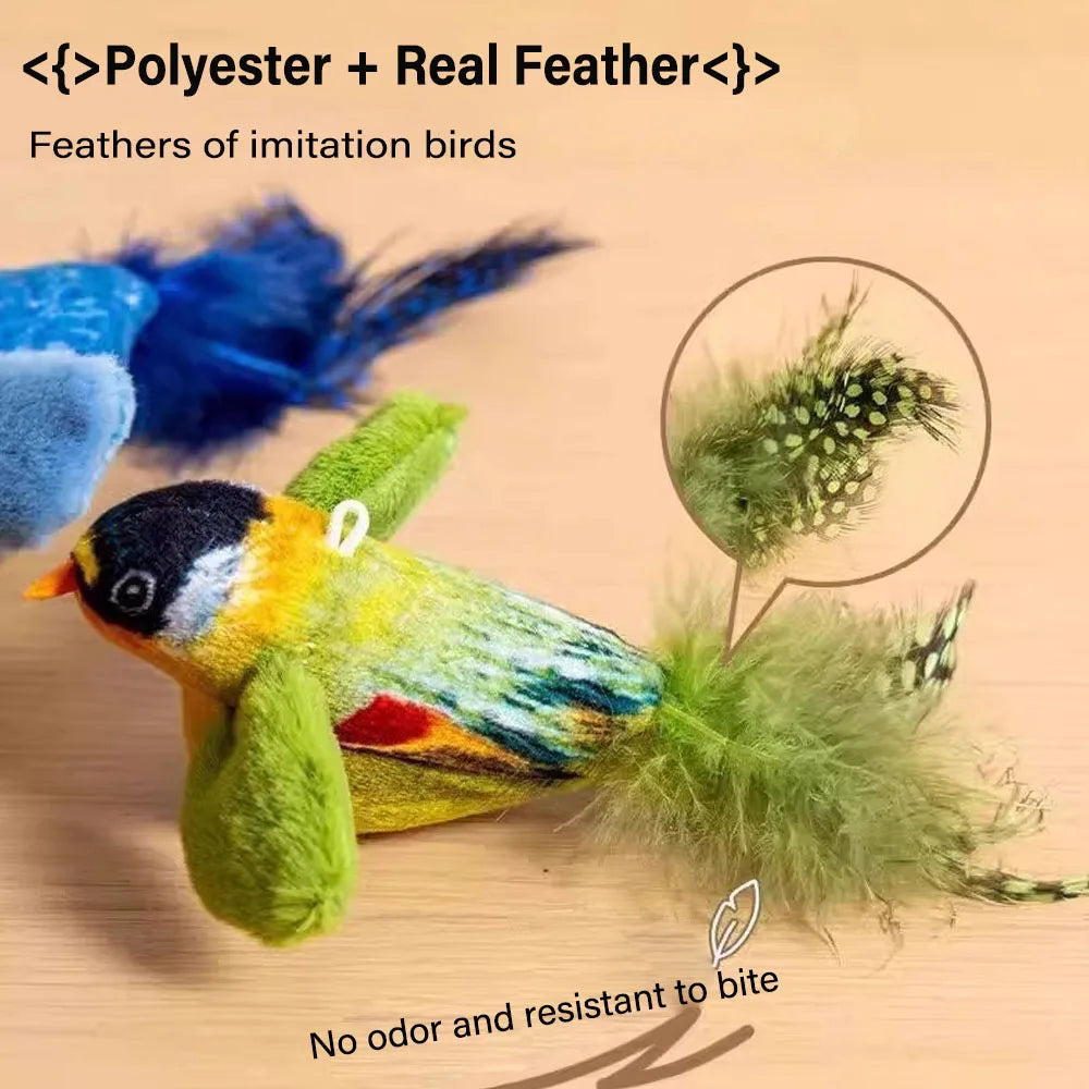 Indoor Interactive Birds Toy for Cat Chasing Teasing Toy Sounding Catnip Cat Teaser Toy Self-hilarity Wall Hanging Birds Cat Toy Beauty World Shop