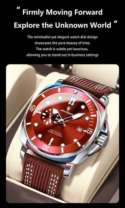 POEDAGAR Luxury Fashion Man Watch Luminous Waterproof Date Sport Watches For Men Nylon Leather Quartz Business Men's Clock Reloj Beauty World Shop