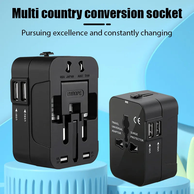 Universal Travel Adapter EU UK US AU AC Power Charger Adapter Outlet Converter Socket Plug Adaptor Connector with Dual USB Port Beauty World Shop