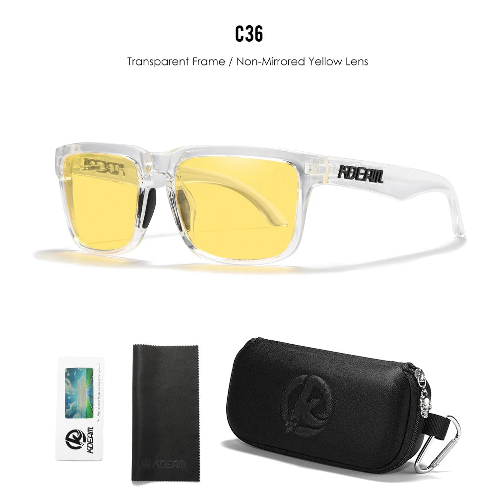 KDEAM Men's Polarized Sunglasses Square Casual Outdoors Sun Glasses Women Unisex Sunglass For Couple With Zipper Case Beauty World Shop