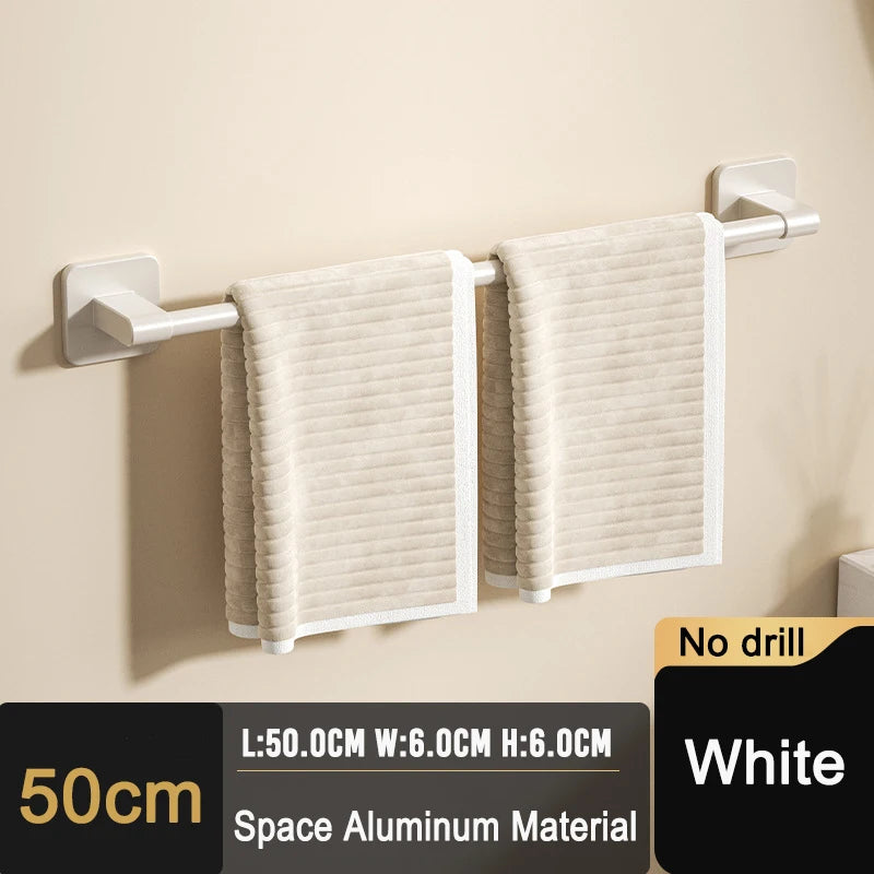 Self-adhesive Home Bathroom Towel Rack Holder Without Drilling Wall Mount Towel Shelf Kitchen Bathroom Accessories Towel Hanger Beauty World Shop