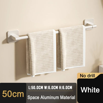 Self-adhesive Home Bathroom Towel Rack Holder Without Drilling Wall Mount Towel Shelf Kitchen Bathroom Accessories Towel Hanger Beauty World Shop
