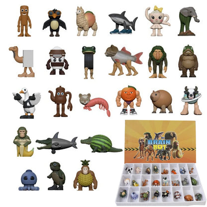 24Pcs Italian Brainrot Tung Tung Sahur Figures Doll Tralalero Tralala Bombardino Crocodilo Shimpanzini Bananini Model Toy Gift Beauty World Shop