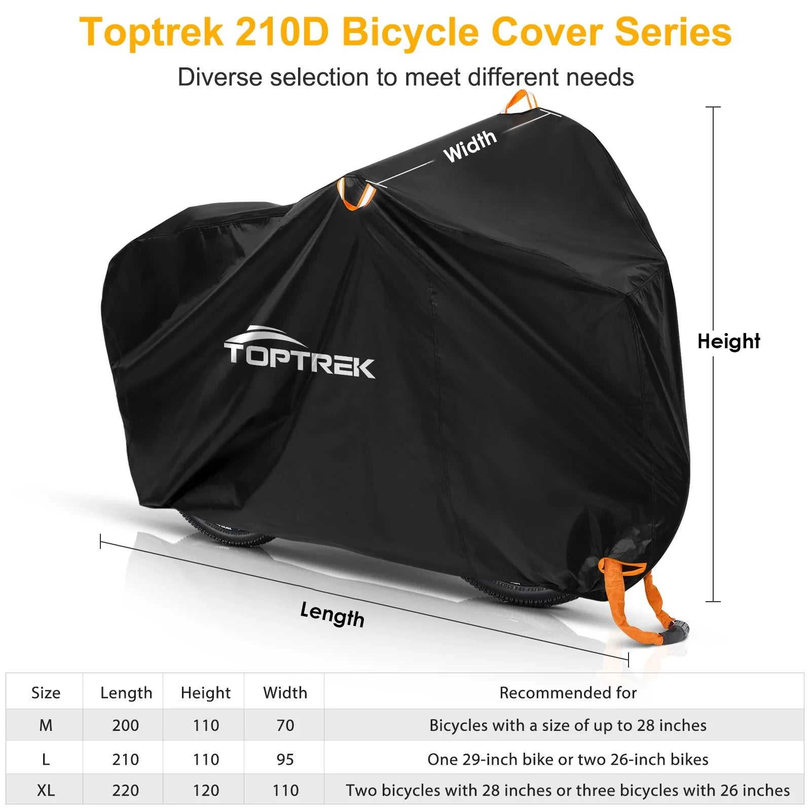 Toptrek Bike Cover Outdoor Storage Waterproof Anti-UV 210D Oxford High Quality Covers for Bicycles Rain Snow Dust Protective Beauty World Shop