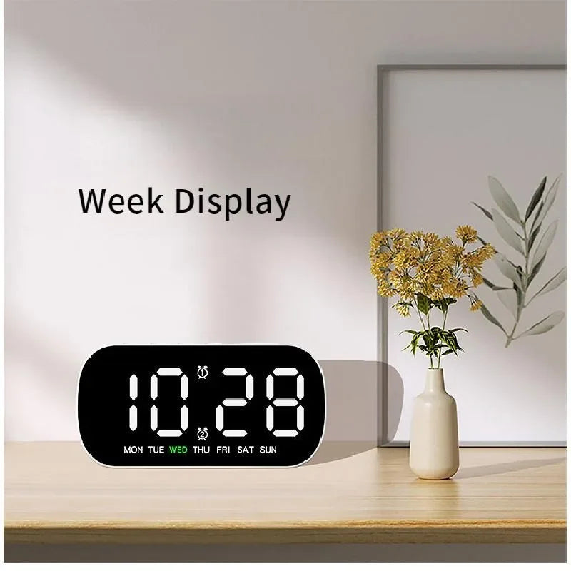 Digital Alarm Clock USB Powered Temperature Date Week Dual Alarm Night Mode Snooze Clock 5 Levels of Brightness 12/24H LED Clock Beauty World Shop