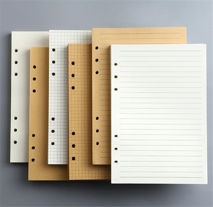 45 Sheets A5 A6 A7 Loose Leaf Notebook Refill Spiral Binder Inner Page Line Blank craft  Grid Inside Paper Stationery Beauty World Shop