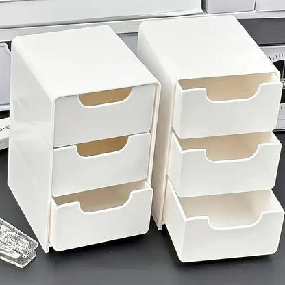 Chic 3-Tier Desk Organizer with Drawers - Ideal for Office Supplies, Jewelry & Cosmetics Storage - Portable Divider Box Beauty World Shop