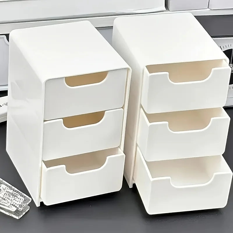 Chic 3-Tier Desk Organizer with Drawers - Ideal for Office Supplies, Jewelry & Cosmetics Storage - Portable Divider Box Beauty World Shop