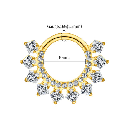 Right Grand ASTM F136 Titanium 16G CZ Hinged Clicker Segment Hoop Ring 8mm/10mm Daith Helix Earring Septum Nose Piercing Jewelry Beauty World Shop