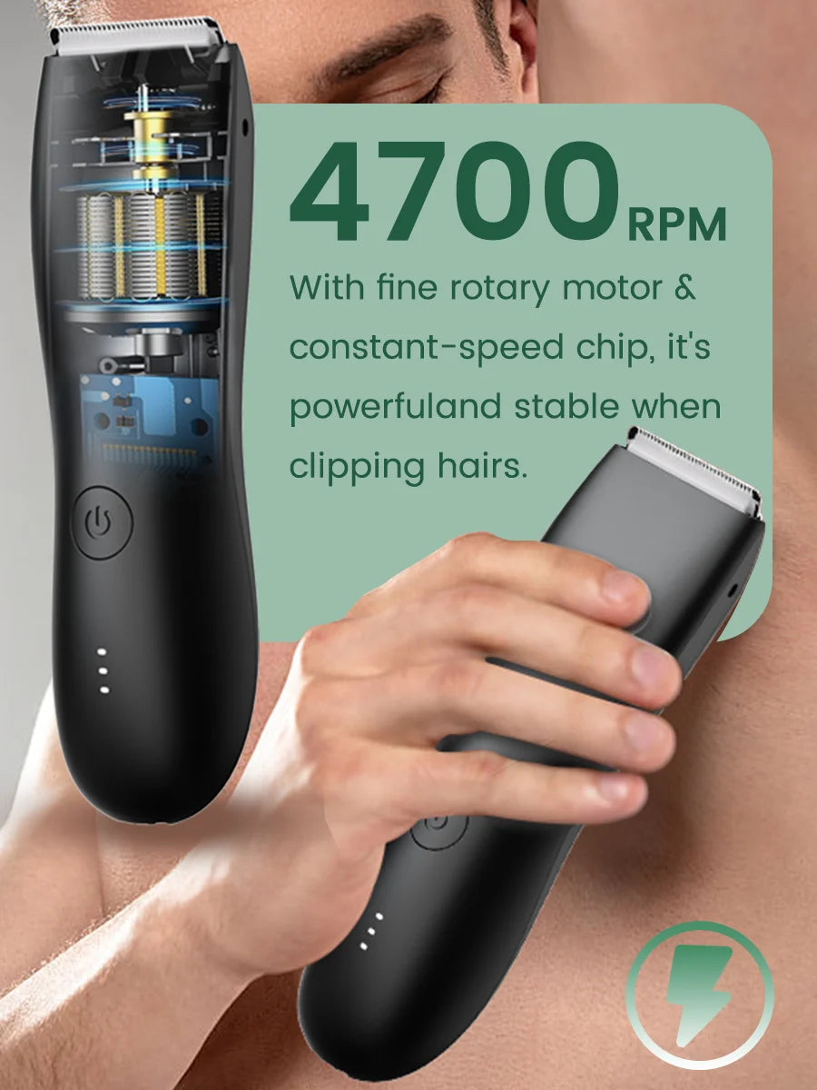 Men's Electric Groin & Body Shaver - Waterproof Dual Head Trimmer Kit w/ LED Light & Foil Blades Beauty World Shop