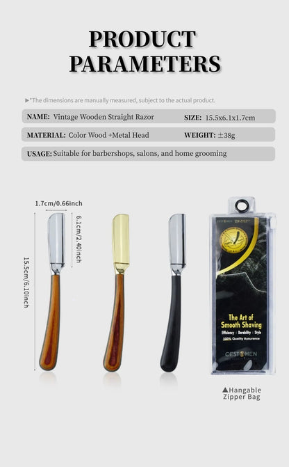 New Professional Baber Beard Straight Edge Shaving Razor Men Hair Removal Tools, Wooden Handle, Anti-Slip Grip for Home Shaving Beauty World Shop