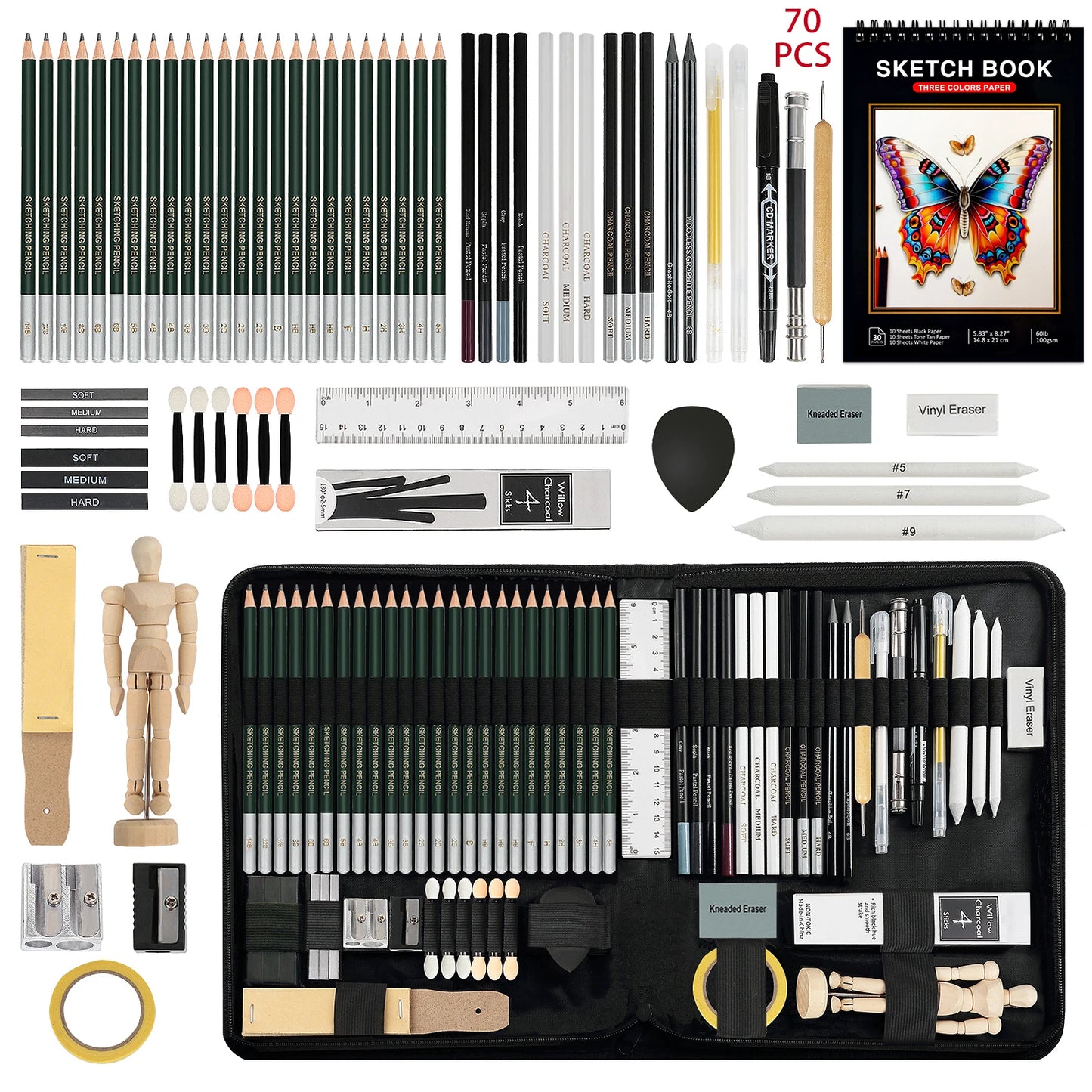 12/20/25/54/70 pcs Drawing Sketching Coloring Set Drawing Pencils & Sketching Kit Art Tool Kit Professional Art Supplies Set Beauty World Shop