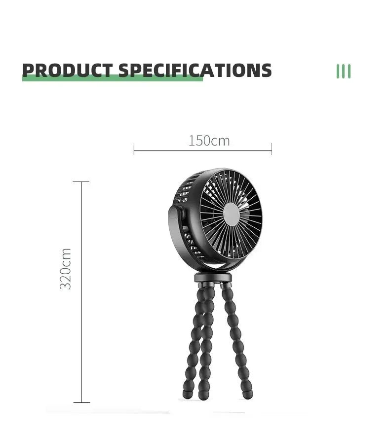 New 5200 mah multi-functional stroller Mini fan Portable USB charging small fan Mobile phone seat outdoor handheld Octopus fan