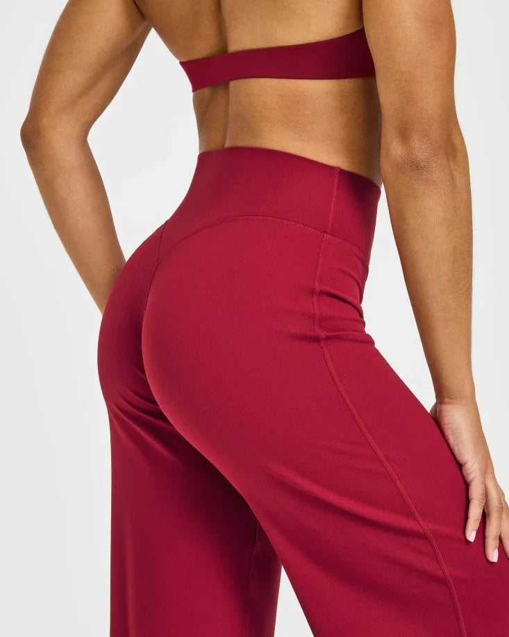 NCLAGEN SoftMotion Straight Leg Bottoms Women's Mid-Waist Yoga Pants GYM Leggings Naked Feel Pilates Running Sports Trousers Beauty World Shop