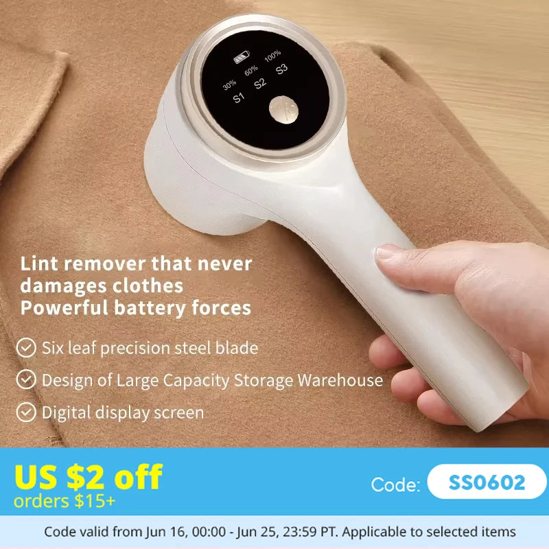 Lint Remover for Clothing Electric Pellet Fluff Remover Rechargeable Portable Fabric HairBall Shaver Removes Lint from Clothes Beauty World Shop