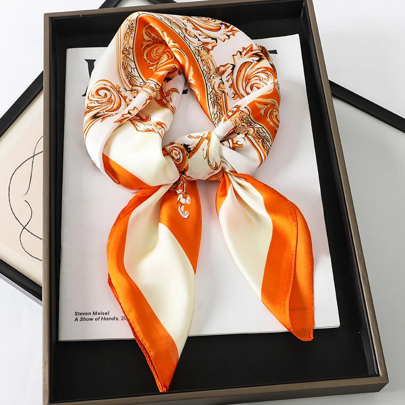 60Colors Luxury Scarf Women 70*70Cm Silk Feel Square Hair Wrapping Foulard Satin Shawl Big Size Head Bandana Hijab Handkerchief Beauty World Shop