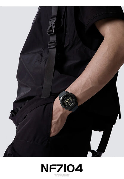 NAVIFORCE 7104 Sports Men's LCD Digital Leisure Date Week Alarm Clock Waterproof Silicone Strap Electronic Watch électronique Beauty World Shop