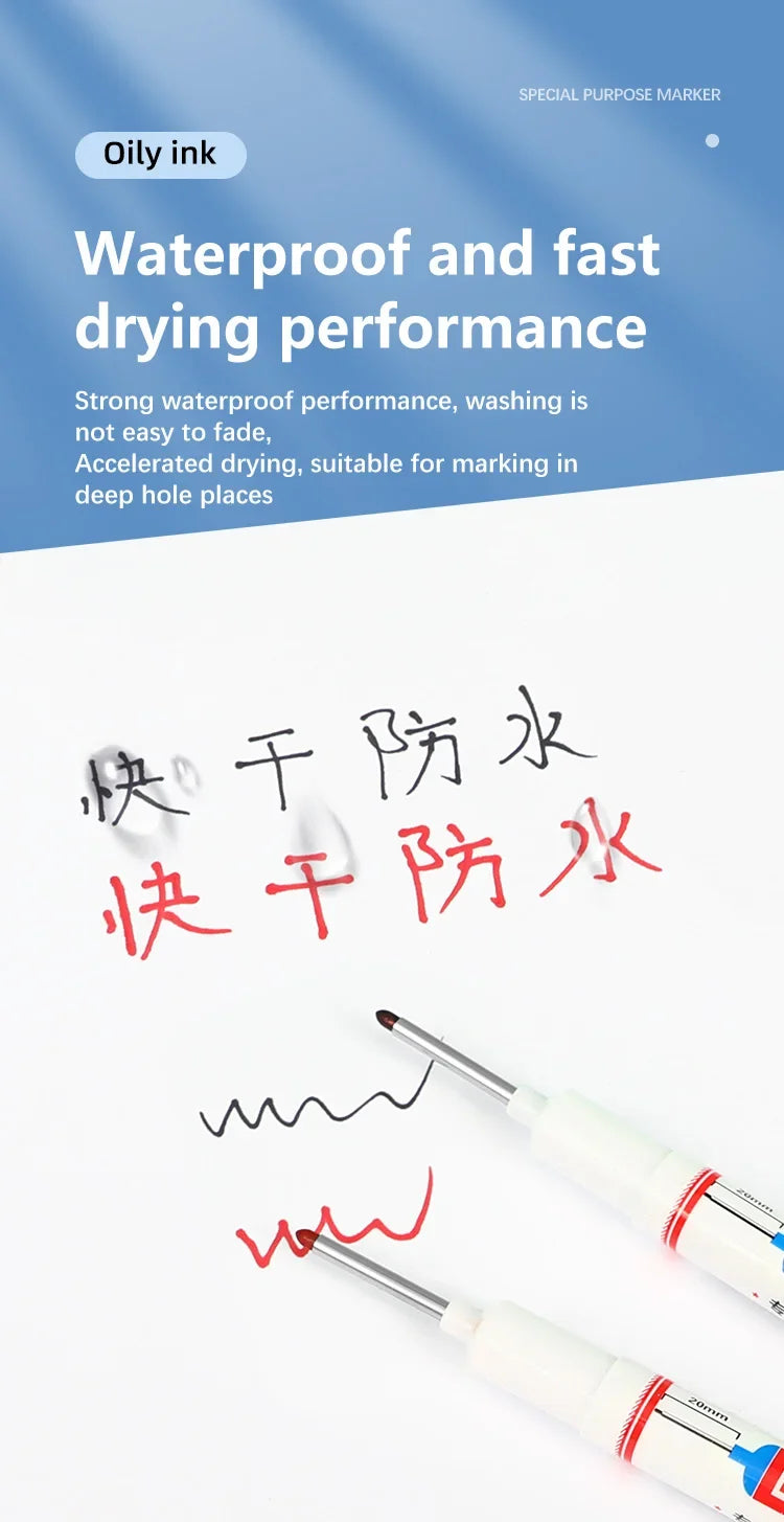 4Pcs/Set 20mm Deep Hole Long Nib Head Markers For Metal Perforating Pen Waterproof Bathroom Woodworking Decoration Multi-Purpose Beauty World Shop