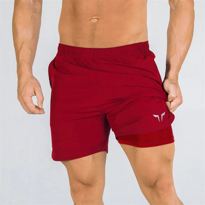 double-deck fitness sports shorts men summer slim quick drying breathable woven Shorts Men's sweatpants training gym clothing Beauty World Shop