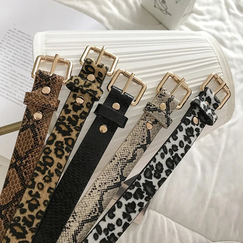 Hot Sale New Fashion Customized PU Leather Leopard Snake Print Slim Belt For Women Beauty World Shop