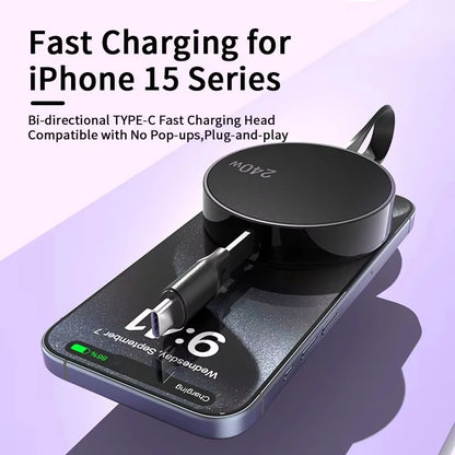 USB-C to USB-C Retractable PD240W Fast Charging Type-C Data Cable 1M Mobile Phone Charging Wire for iPhone 15/16 Xiaomi Samsung Beauty World Shop