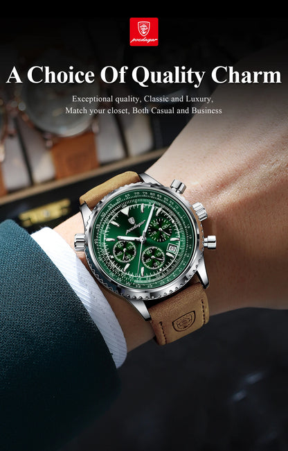 POEDAGAR Luxury Business Men's Watch Waterproof Luminous Date Chronograph Leather Man Clock Fashion Quartz Watches For Men Reloj Beauty World Shop
