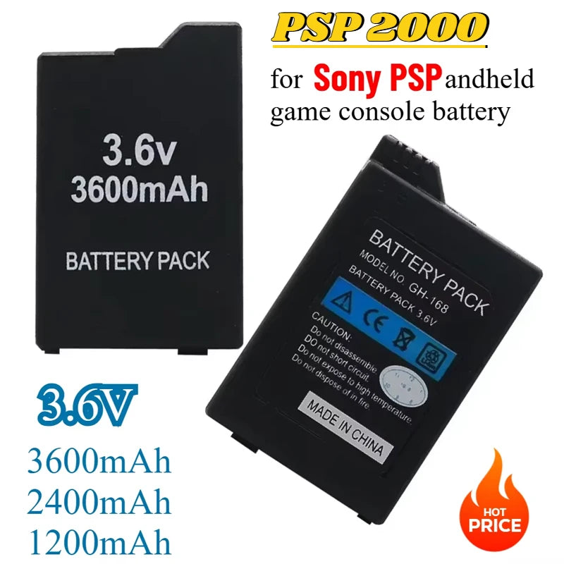3600mAh for SONY PSP2000 Handheld Game Console Backup Battery Pack 2400mAh for SONY PS Lite PSP-2000 PSP-3000 PSP-3004 Batteries