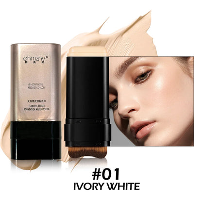 Dual-Head Foundation Stick | Built-in Brush, One-Step Application & Touch-Up, Lightweight & Long-Lasting, No Cakey Beauty World Shop