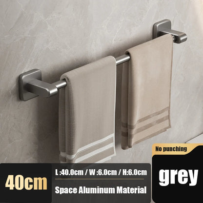 Self-adhesive Home Bathroom Towel Rack Holder Without Drilling Wall Mount Towel Shelf Kitchen Bathroom Accessories Towel Hanger Beauty World Shop
