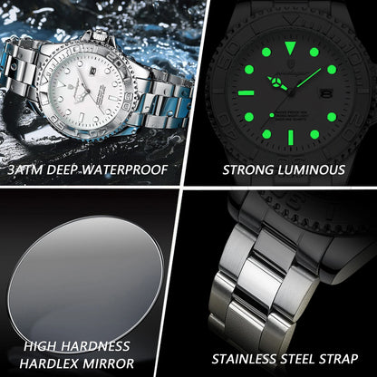 POEDAGAR Casual Fashion Man Wristwatch Waterproof Luminous Date Exquisite Men Watch Stainless Steel Classic Men's Quartz Watches Beauty World Shop