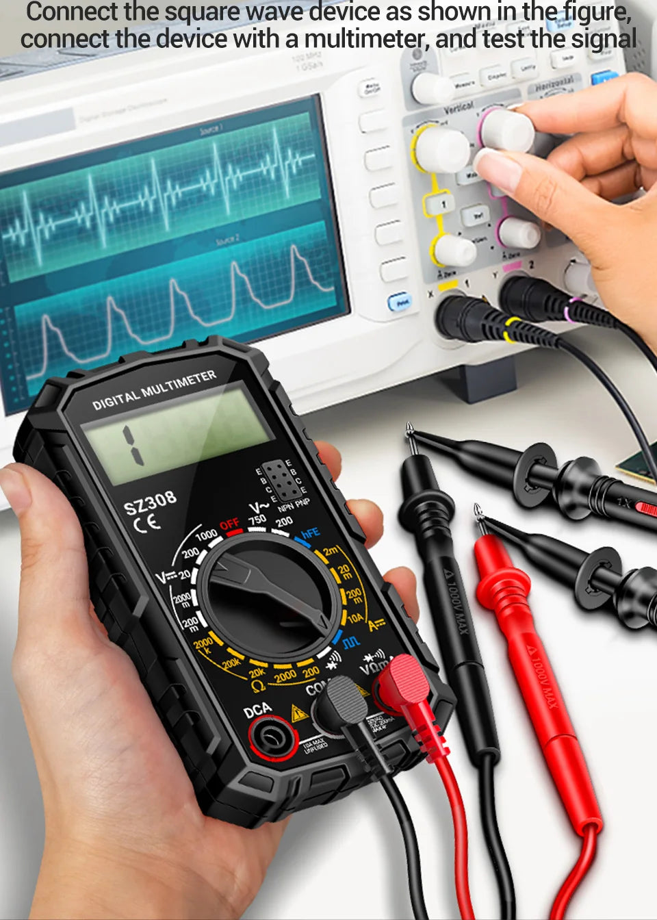ANENG SZ308 Digital Multimeter   AC/DC Current Meter Voltage Resistance Meter Electrician LCD Backlight Ohm Square Wave Test Beauty World Shop