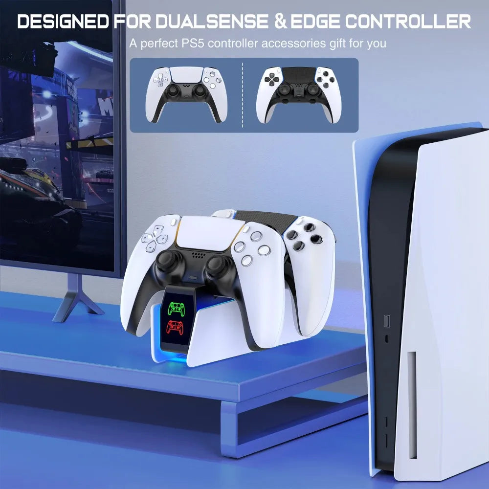 For PS5 Controller Charger DualSense Charging Station Dual Charging Dock Charger Stand for PlayStation5 Wireless Game Controller Beauty World Shop