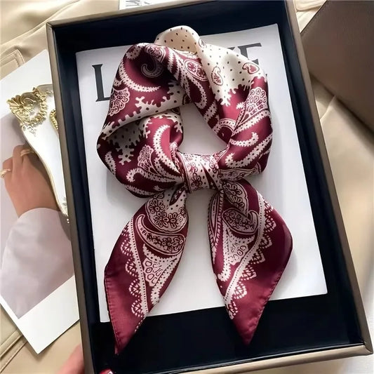 New Paisley Print Small Square Scarf Soft Satin Silk-like Thin Neck Scarf Mature Style Sunscreen Headscarf for Women Decorate Beauty World Shop