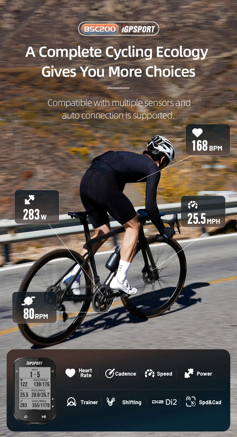IGPSPORT BSC200 GPS Cycle bike Computer Wireless Speedometer Bicycle Digital ANT+ Route Navigation Stopwatch Cycling Odometer Beauty World Shop
