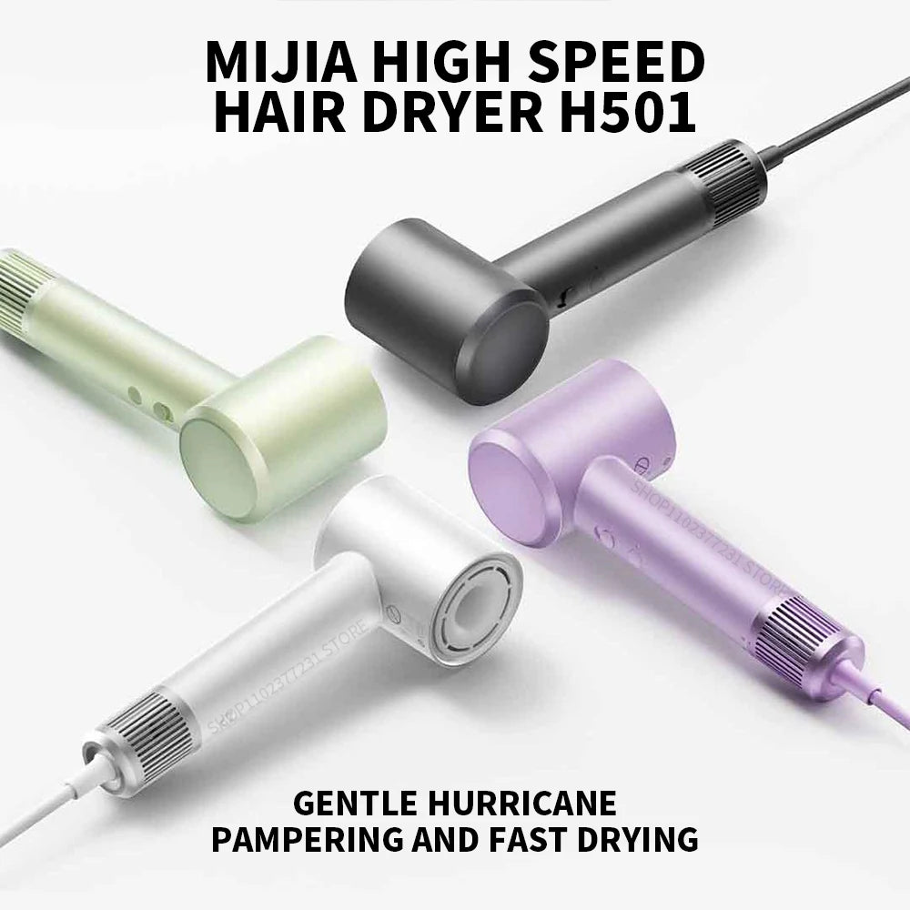 New MIJIA H501 High Speed Anion Hair Dryers Wind Speed 62m/s 1600W 110000 Rpm Professional Hair Care Quick Drye Negative Ion Beauty World Shop
