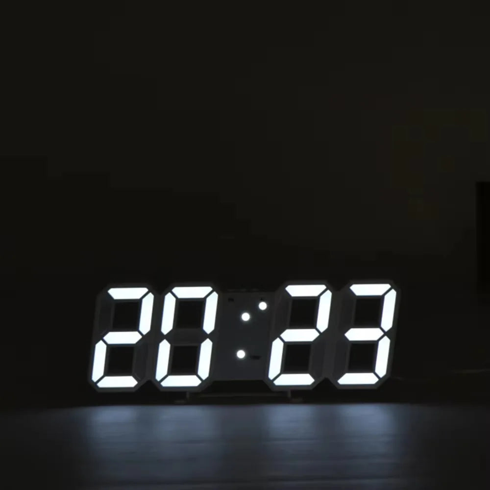 Wall Clock Digital Alarm Modern Kitchen Electronic Smart 3D USB Power Supply LED Time Date Temperature Display Desktop Bedroom Beauty World Shop