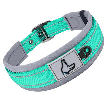 Padded Dog Collars for small Medium large Dogs Reflective Wide Pet Collars Adjustable Heavy Duty Nylon Neoprene Dog Collar Beauty World Shop