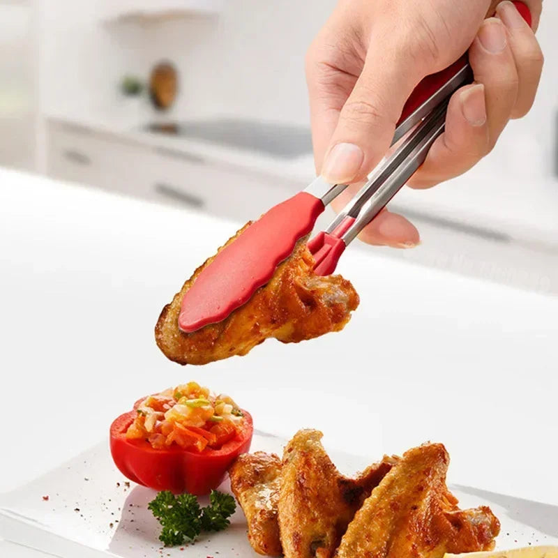 7 Inch Food Tongs Creative Non-slip BBQ Grilling Tongs Salad Bread Cooking Clip Clamp Serving Utensils Tongs Kitchen Accessories Beauty Trend Shop