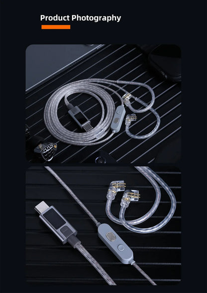  KZ M2 Dual Silver-Plated Upgrade Cable , High-definition With Dual Mic USB Type-C Earphone Upgrade Cable