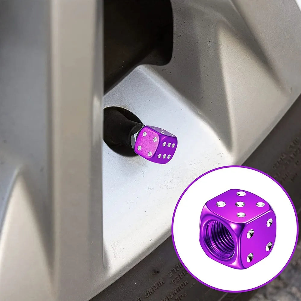 Aluminum Dice Tire Valve Caps Dustproof Car Truck Motocycle Bike Dice Wheel Stem Tyre Tire Wheel Stem Air Valve Dust Cap Cover Beauty World Shop