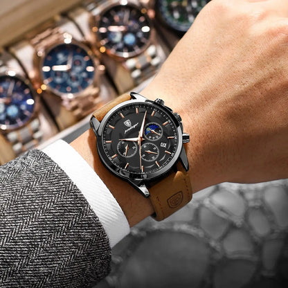 POEDAGAR Original Military Men Clock Waterproof Luminous Leather Quartz Man Watch Chronograph Date Luxury Business Men's Watches Beauty World Shop